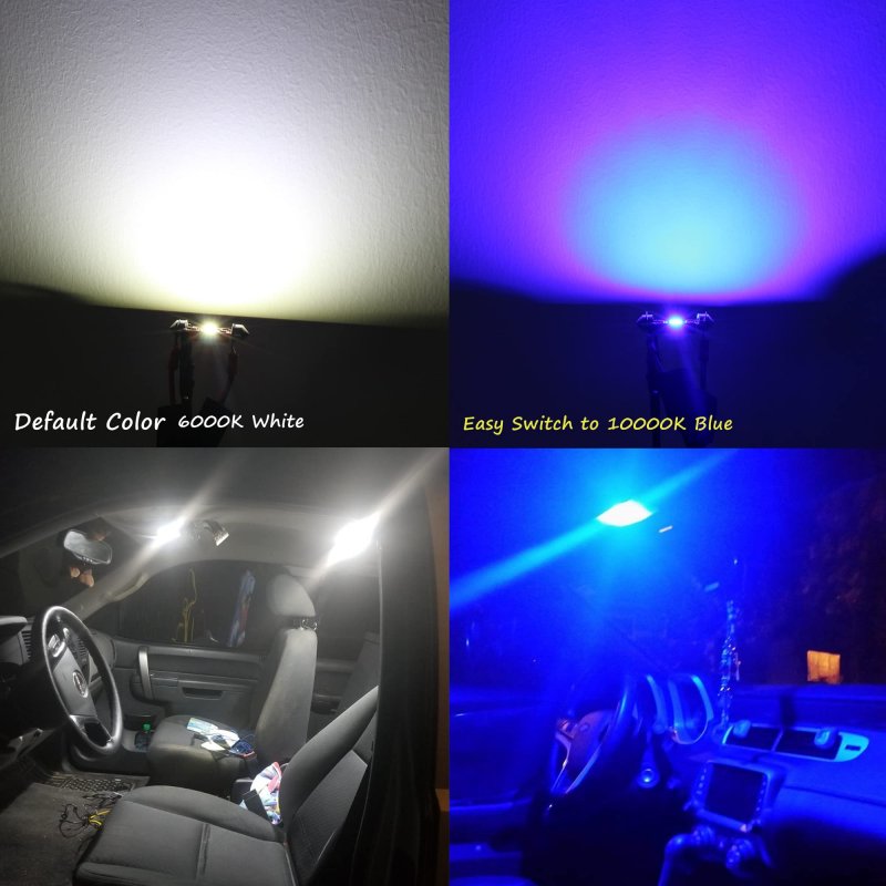 Alla Lighting Dual Color 6418 C5w Led Festoon Bulbs White Blue Switchback Can-bus 36mm License Interior Map Dome Door Trunk