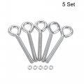 Uxcell M6x50mm Eye Hooks Screws Bolts Kit 5pcs Carbon Steel Hanger Eyelet Screw With Hex Nuts For Metal Hook Wood Terminal Ring