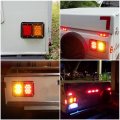 Partsam 2pcs Double Led Trailer Tail Lights Horizontal Mount Dual Stop Turn Signal 24 Surface Rvlights Tail 12v Ip67 Black Base