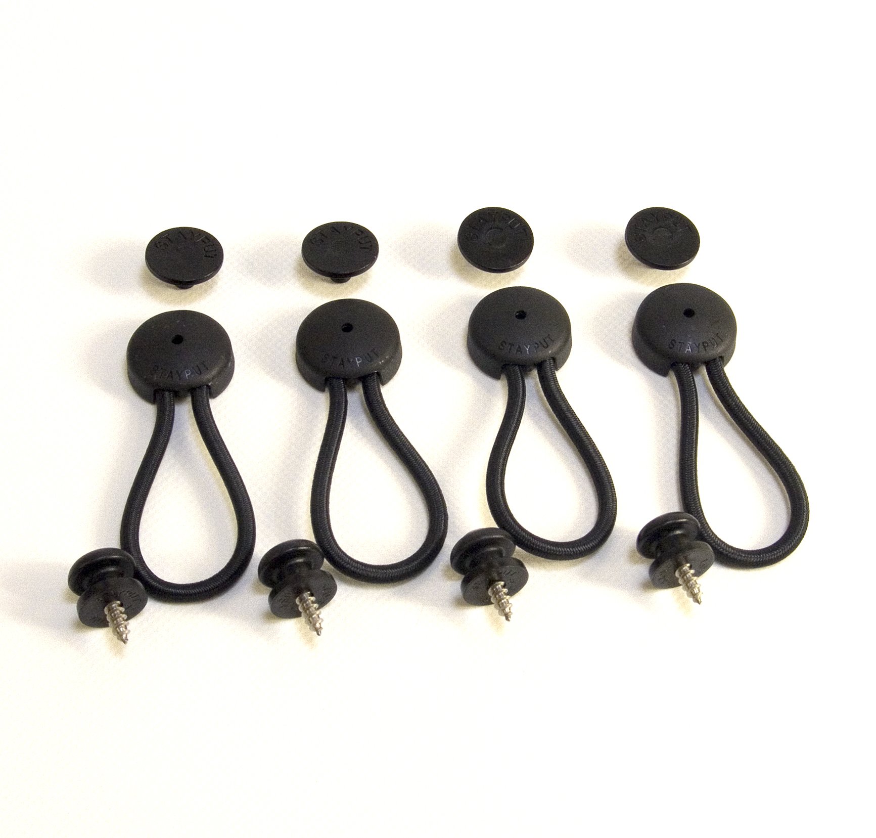 Stayput Bungee Shock Cord Fastener S Black With Surface Attachment 4 Pcs