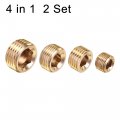 Uxcell Brass Internal Hex Pipe Plug Assortment 1 8pt 4pt 3 2pt Male Thread Socket Cap 4in1 2 Set