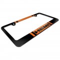 Ipick Image Made For Hemi Logo In Orange Racing Stripe Black Metal License Plate Frame Dodge Ram
