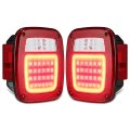 Partsam 2pcs Led Tail Lights Assembly Rear Combination Stop Turn Halo Glow With Reverse Marker License Light For Wrangler Tj Yj 