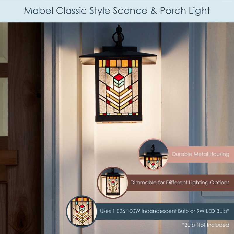 River Of Goods Stained Glass Outdoor Light Fixture 11 75 H Mission Style Porch Mabel