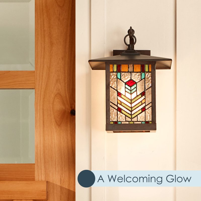 River Of Goods Stained Glass Outdoor Light Fixture 11 75 H Mission Style Porch Mabel