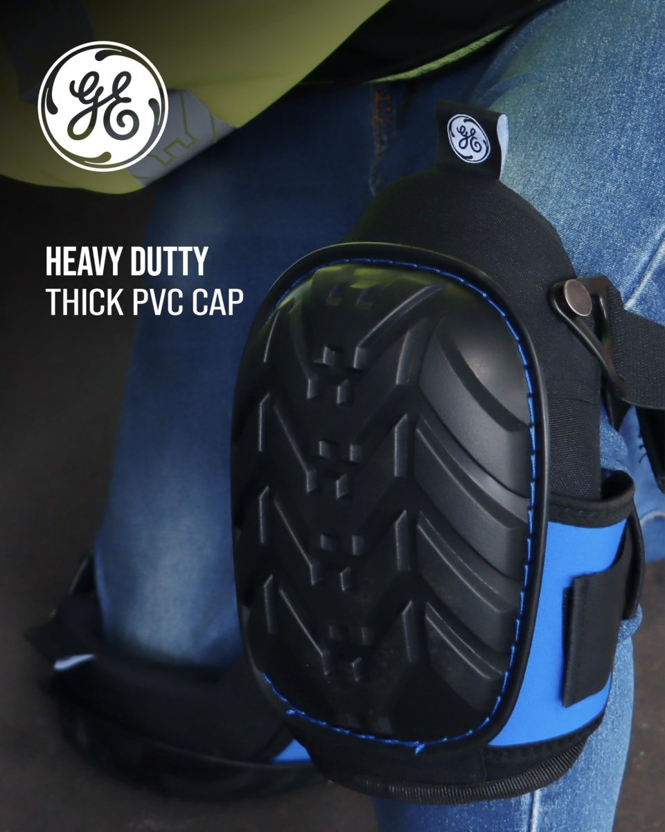 Heavy Duty Gel Core Knee Pads With Pvc Cap For Work And Flooring Gr551 Adjustable Neoprene Straps Soft Foam Padding Small Black