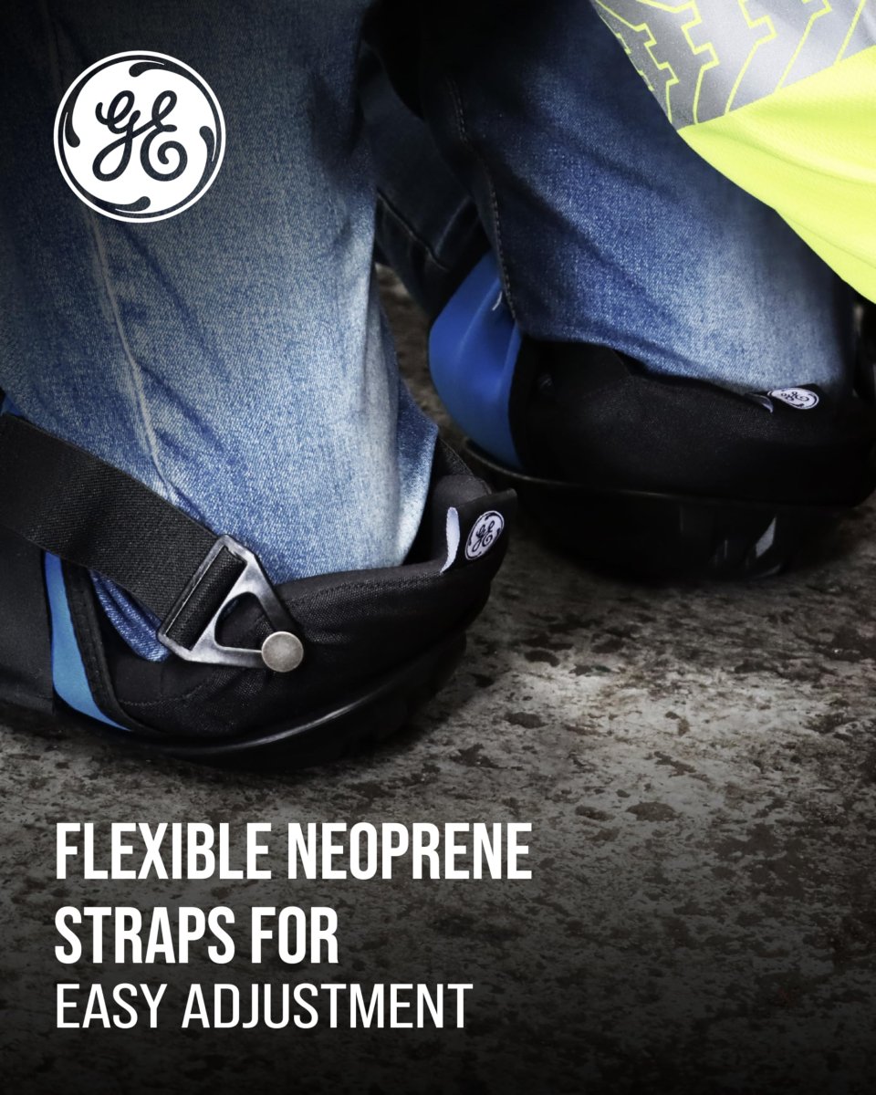 Heavy Duty Gel Core Knee Pads With Pvc Cap For Work And Flooring Gr551 Adjustable Neoprene Straps Soft Foam Padding Small Black