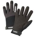 Radnor Medium Black And Gray Full Finger Synthetic Leather By Clarion Spandex Light-duty Mechanics Gloves With Hook Loop Cuff 