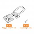 Uxcell 10pcs Toggle Catch Lock 89 X 1 26 Lxw Iron Hasp Latch Clasp For Jewelry Box Wooden Case Toolbox Silver