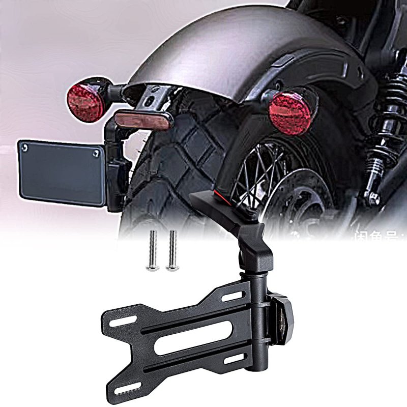 Adjustable Motorcycle License Plate Mount For Indian Scout Bobber 2017 2023 Black Durable Nylon Plastic Rear Holder