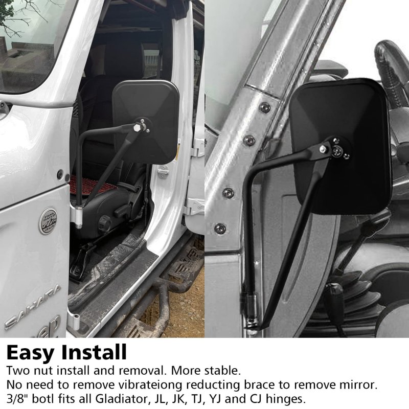 Sunpie Jeep Mirrors Doors Off For Wrangler 1987-2024 Tj Yj Jk Jl Rubicon Sahara Sports 2020-2024 Gladiator Overland Sport S
