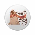 Warm And Cozy Pug Dog Design Double Sided Stainless Steel Keychain 1 25 In Round 3d Resin Encased Novelty Key Ring For 