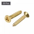 Uxcell Brass Wood Screws M4x25mm Phillips Flat Head Self Tapping Connector For Door Cabinet Wooden Furniture 30pcs