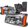 Auto Dynasty Chrome Amber Corner Headlight Lamps Tool Kit For Chevy Avalanche Silverado 03-07 W O Factory Cladding 
