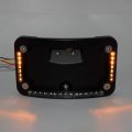 Httmt- Motorcycle Black Dual Led Laydown Curved License Plate Bracket Tag Holder W Mount Kit Compatible With 2005-2007 Softail