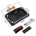 Httmt- Motorcycle Black Dual Led Laydown Curved License Plate Bracket Tag Holder W Mount Kit Compatible With 2005-2007 Softail