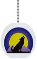 Wolf Howling At The Moon Yellow Solid Ceramic Fan Pull 