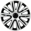 Full 4pcs 16in Hub Cap Wheel Cover Gloss Black And Silver Abs Rim Skin Adjustable Retention System For Various Vehicle Brands 