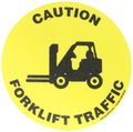 Accuform Signs Mfs0308 Slip-gard Adhesive Vinyl Round Floor Sign Legend Caution Forklift Traffic 8 Diameter Black On Yellow 