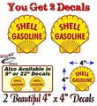 2 Vintage Shell Gasoline Antique Pump 4 Decals Gas Pumps Grease Garage Service Station Sign Stickers Round 