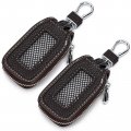 2 Pieces Leather Car Key Chain Case Holder Fob Protector Cover Brown 