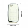 X Autohaux Silicone Smart Key Fob Case Cover For Volkswagen Jetta Tiguan Passat Polo Shell Protector Keyless White