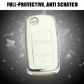 X Autohaux Silicone Smart Key Fob Case Cover For Volkswagen Jetta Tiguan Passat Polo Shell Protector Keyless White