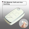 X Autohaux Silicone Smart Key Fob Case Cover For Volkswagen Jetta Tiguan Passat Polo Shell Protector Keyless White