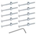 10pcs Bed Frame Bolts M6 X 80mm Hex Socket Head Screws Barrel Nuts Bunk Furniture With Rice-shaped Nut And Wrench For Chairs 