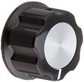 5pcs 6mm Shaft Plastic Potentiometer Knobs Caps Black Silver Tone