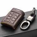 Vitodeco Genuine Leather Smart Key Fob Case Cover Protector With Chain For 2008-2009 Cadillac Cts Srx Sts Dts 5-button Brown 