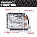G-plus Headlights Assembly Compatible With 99-04 Ford F250 F350 F450 F550 Super Duty 00-04 Excursion Bumper Headlamp Smoky Lens