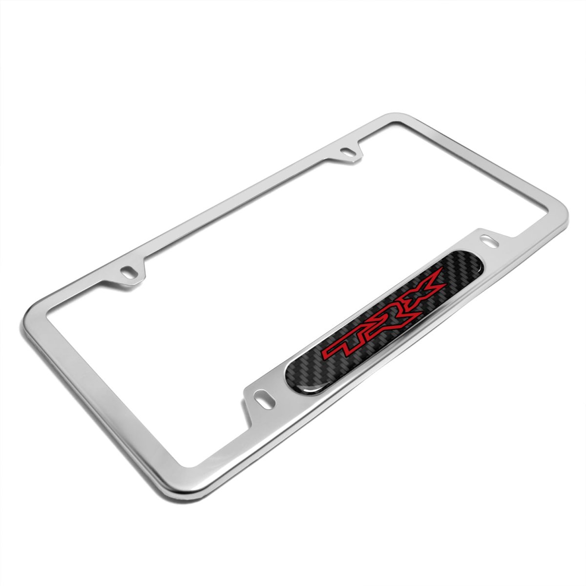 Ram 1500 Trx In Red Real Carbon Fiber Nameplate Chrome Stainless Steel License Plate Frame Official Licensed