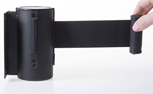 Steel Retractable Belt Barrier for Wall Mount with 72-Long Black Nylon Belt Black Set of 2 