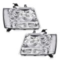 Headlights Assembly Pair For 2007-2014 Chevy Tahoe Suburban 2007-2013 Avalanche Headlamps Front Lights Clear Lens Chrome 