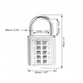 A 10-digit Combination Padlock Push Button Locker Cabinet Lock Silver Tone 2pcs