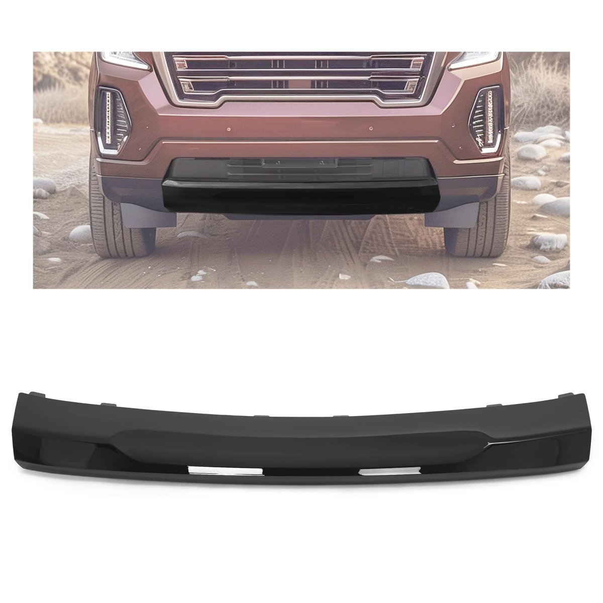 Hecasa Front Bumper Valance Panel For 2021-2024 Gmc Yukon Xl Lower Trim Plastic Abs Painted Black