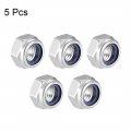 Uxcell Hex Lock Nuts M12 X 1 75mm Stainless Steel Nylon Insert Self-locking For Fasteners 5pcs Silver Tone