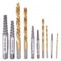 Left Hand Drill Bit Set 10 Piece Screw Extractor Plated Alloy Steel Kit