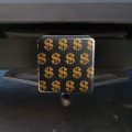 Gold Dollar Sign Money Pattern Tow Trailer Hitch Cover Plug Insert