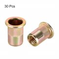 Uxcell M10 Carbon Steel Rivet Nuts Flat Head Insert Yellow Zinc Plated 30 Pcs