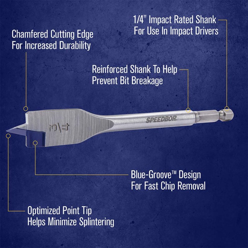 Irwin Speedbor Blue Groove Spade Bit 1-1 8