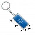 Happy Camper With Campfire Rectangle Keychain In Chrome Plated Metal