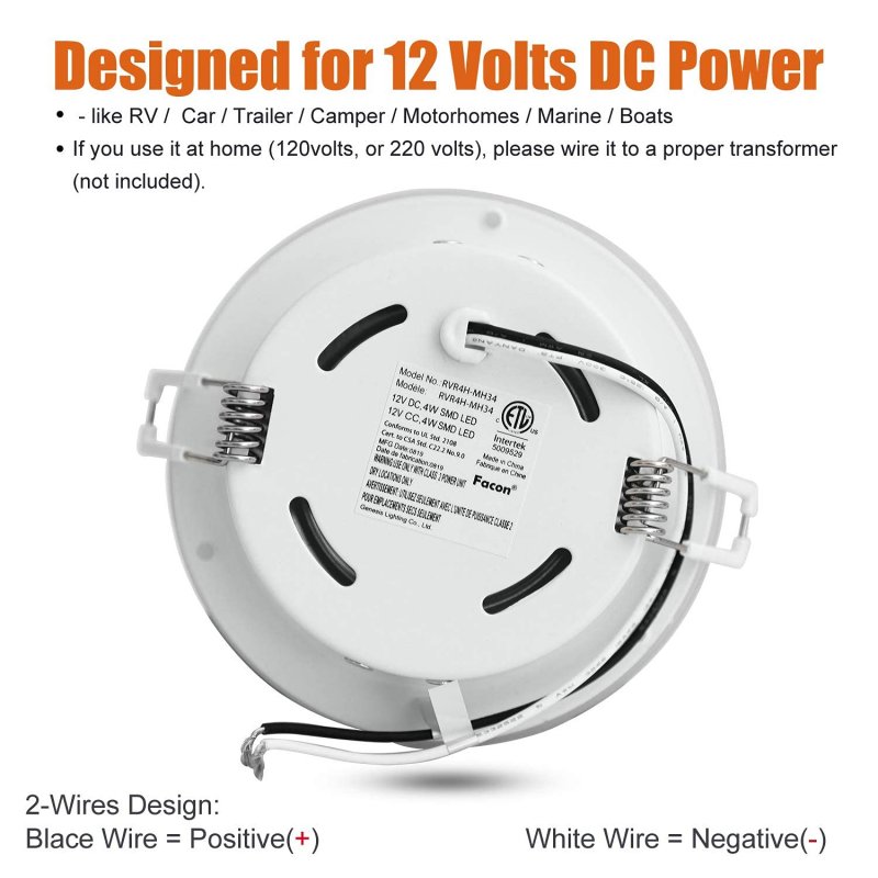 Facon 4 5inch Led Rv Puck Lightr4h-mh40 Full Aluminum Recessed Ceilings 12v Interior Light For Rv Motor-homes Camper Caravan