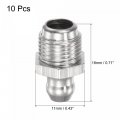 Uxcell Nickel-plated Brass Straight Grease Fitting G1 8 Thread 11mm Width Hydraulic Accessories 10pcs