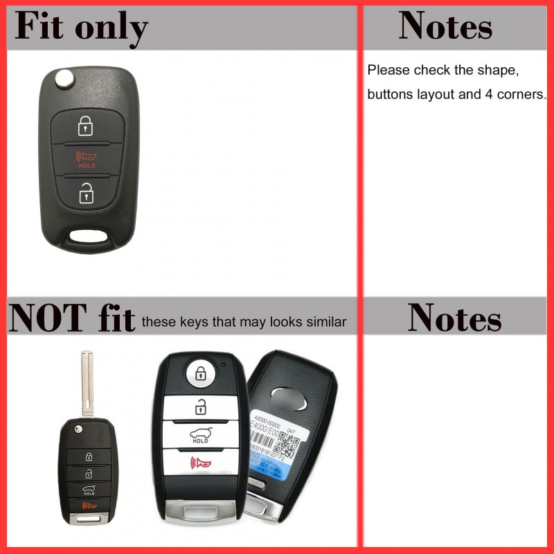 Silicone Rubber Key Fob Case Covers For Kia Soul 09-13 Sportage 10-13 Rondo 06-11 Rio 11-13 Flip 3 Buttons Black 2 Pack