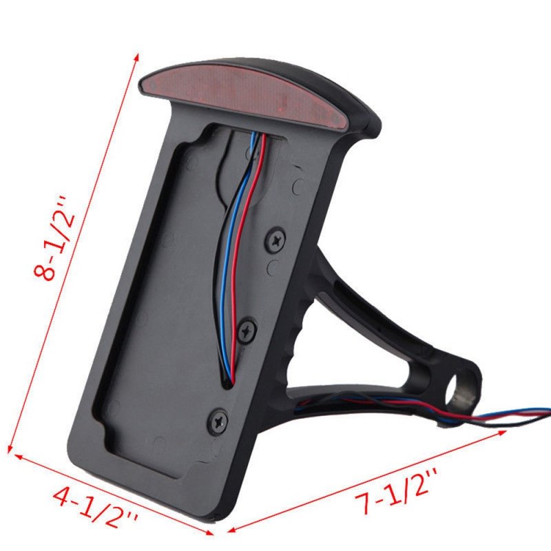 Motorcycle Bobber Custom Side Mount License Plate Frame With Led Brake Tail Light Vertical Axle Mounted For Harley Davidson