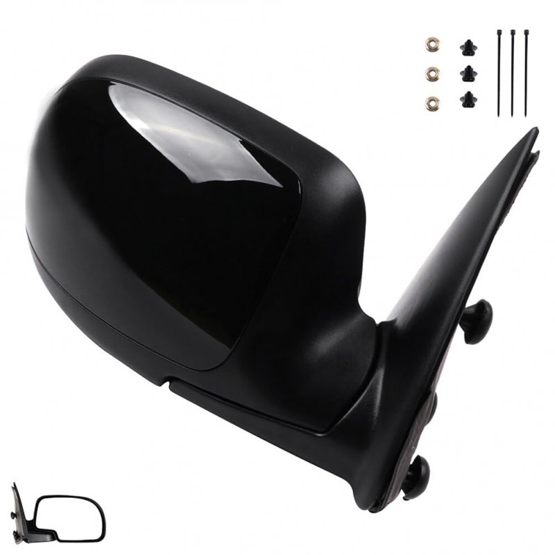 Right Side Mirror For 1999-2000 Chevy Silverado Pickup Manual Adjustment And Fold Non Heated Black