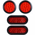 Astra Depot 2pcs 22-led Oval 12-led Round Truck Trailer Rv Brake Running Tail Light Grommet Plug Kit