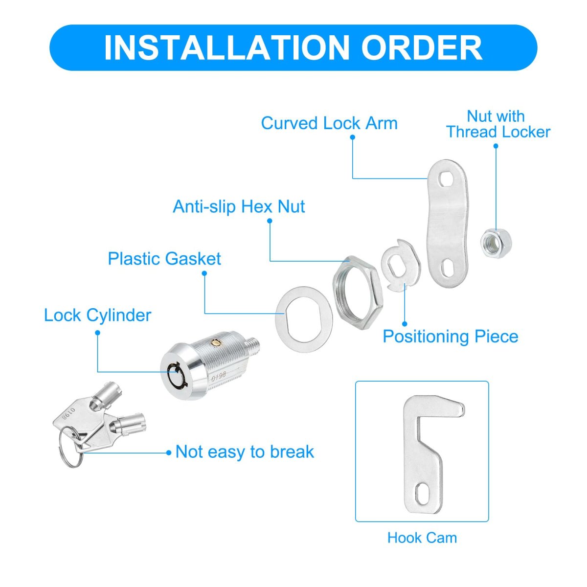 1 8 Inch Cabinet Locks With Iron Key 15 Pack Cam Replacement Cylinder Toolbox Keyed Alike For Rv Drawer Storage Cart Mailbox